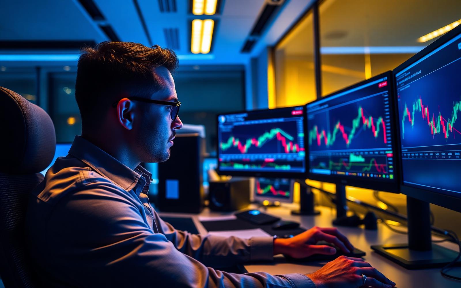Trader at workstation